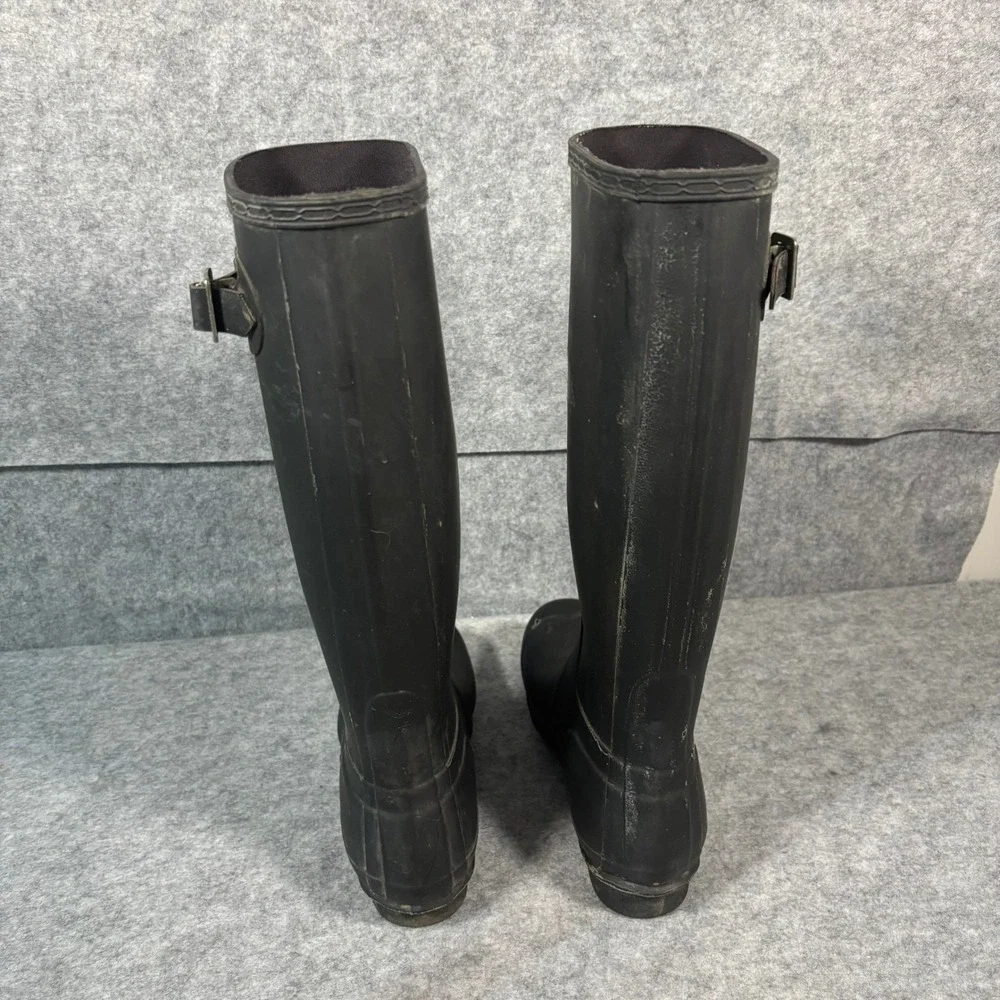 Hunter‎ Original Tall Black Matte Rubber Rain Boots Womens Wellington US7 EU38